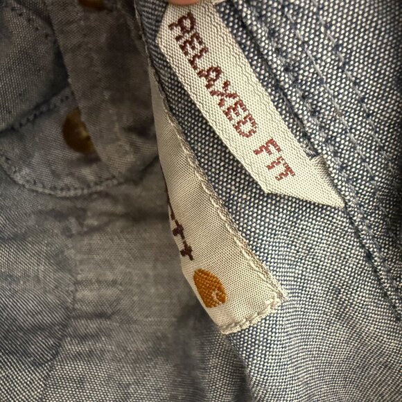 Carhartt Relaxed Fit Short Sleeve Button Down  Size Medium Chambray Blue - Picture 5 of 11